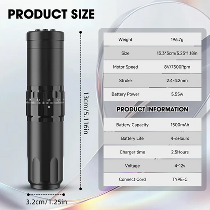 T1 Pro Adjustable Stroke Wireless Tattoo Pen Kit